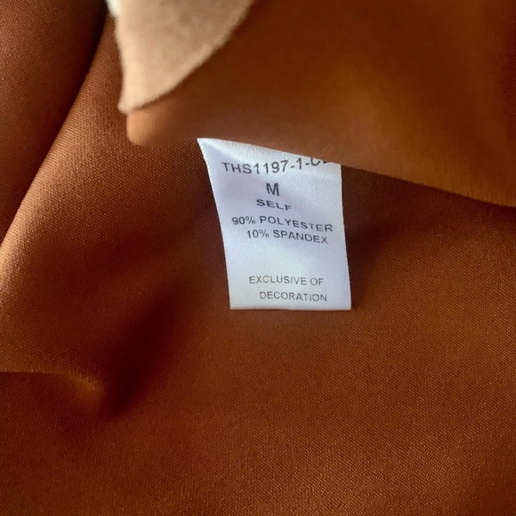 THML Cream and Tan Asymmetrical Pencil Mini Skirt - Picture 3 of 5